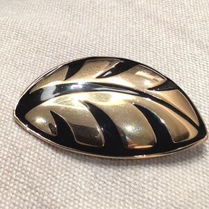 Vintage Monet Gold and Black Leaf Brooch Pin